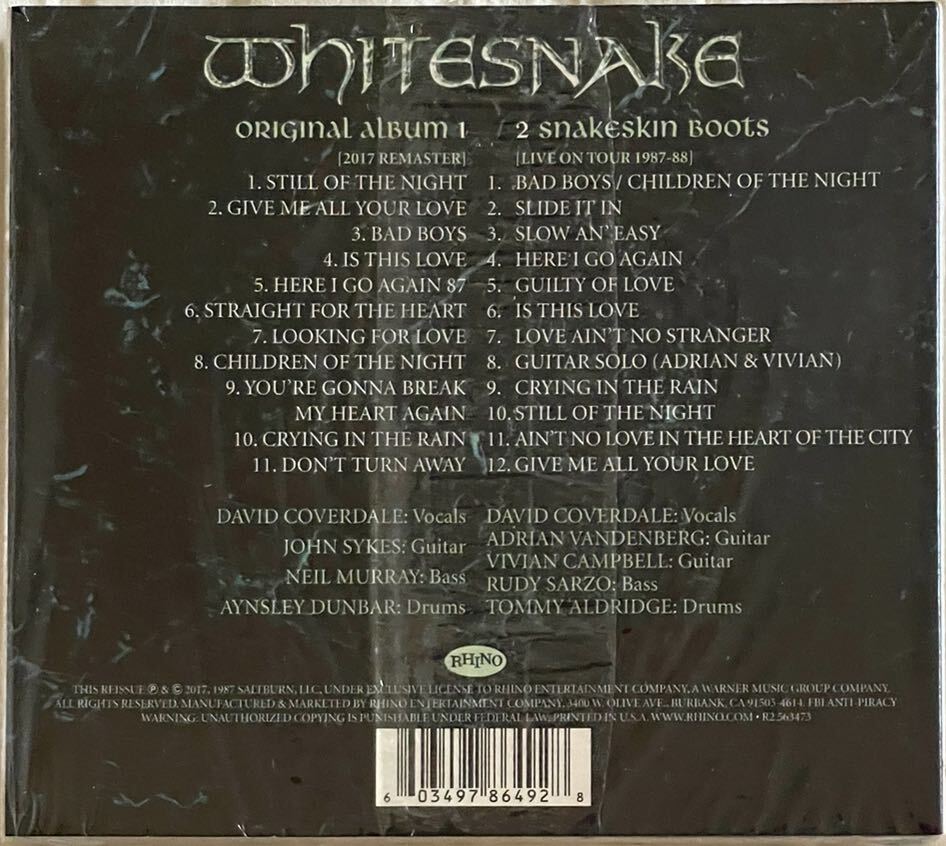 WHITESNAKE 1987 Rhino Records リマスター 2枚組 ライヴ 30周年記念 Snakeskin Boots VANDENBERGの画像2