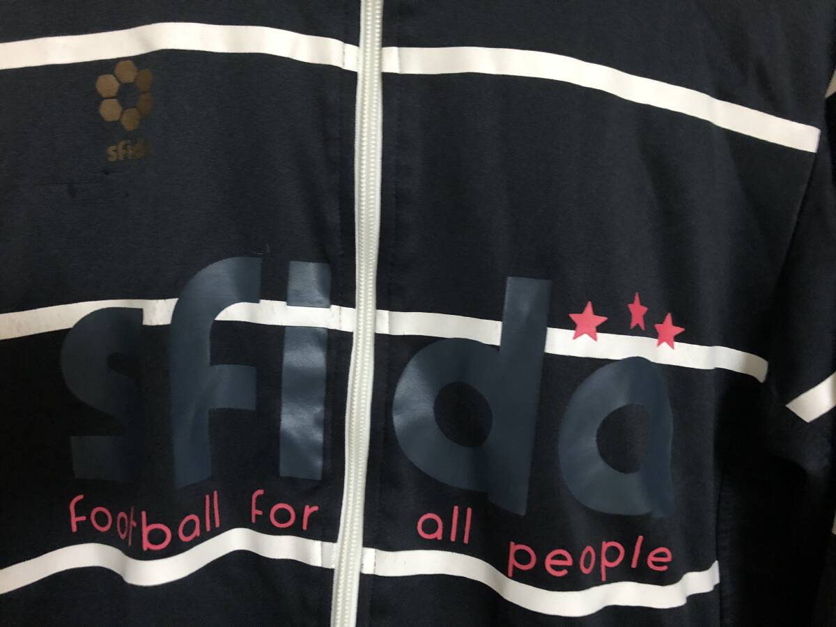 sfida スフィーダ ジャージ パーカー 紺 Mサイズ（USED）～サッカー、フットサル、スポーツ、アウトドア～_画像4