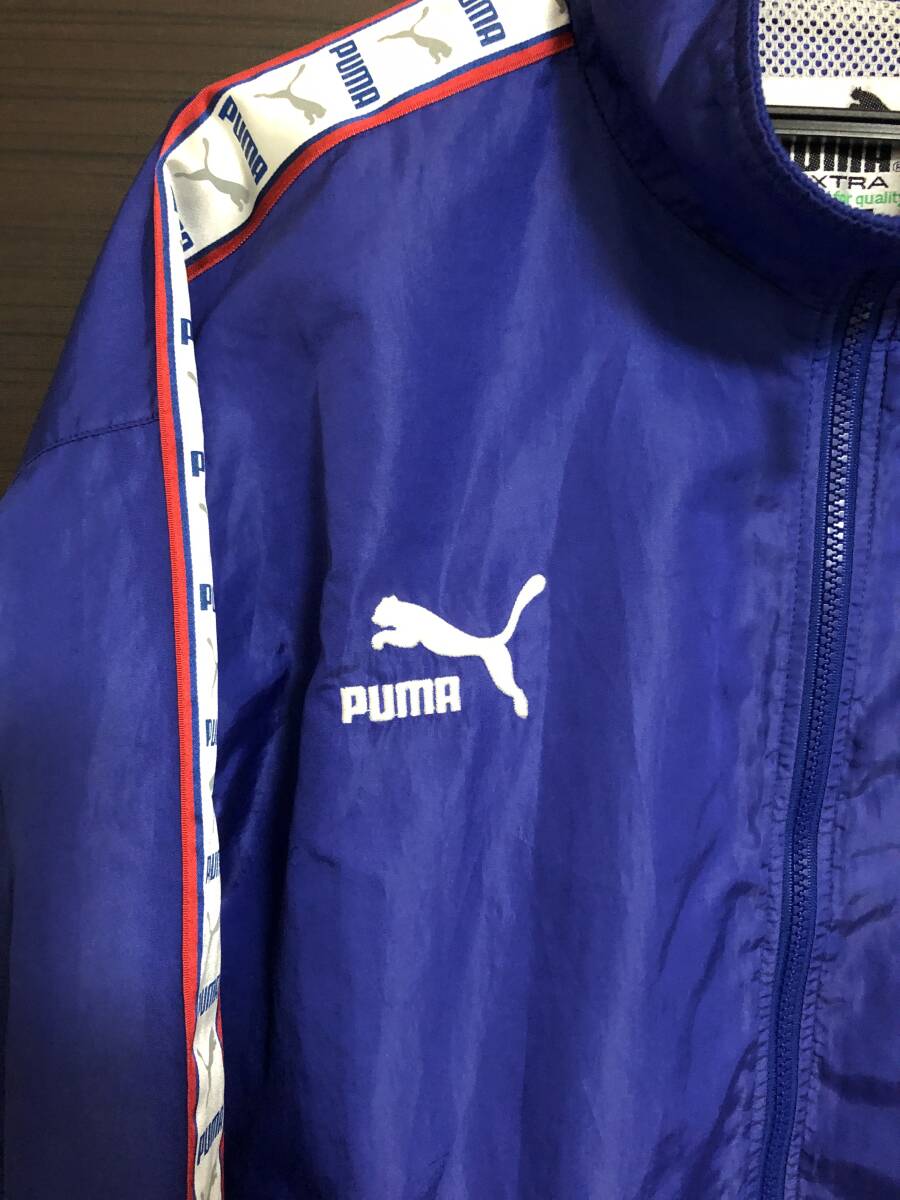 PUMA Puma nylon jacket Wind breaker blue XO size (USED)~ soccer, futsal, sport, outdoor ~