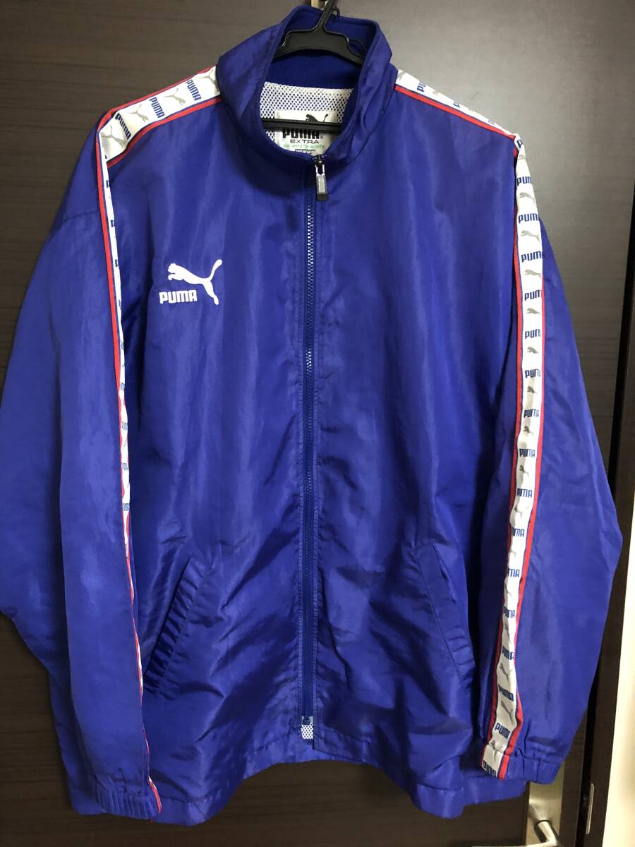 PUMA Puma nylon jacket Wind breaker blue XO size (USED)~ soccer, futsal, sport, outdoor ~