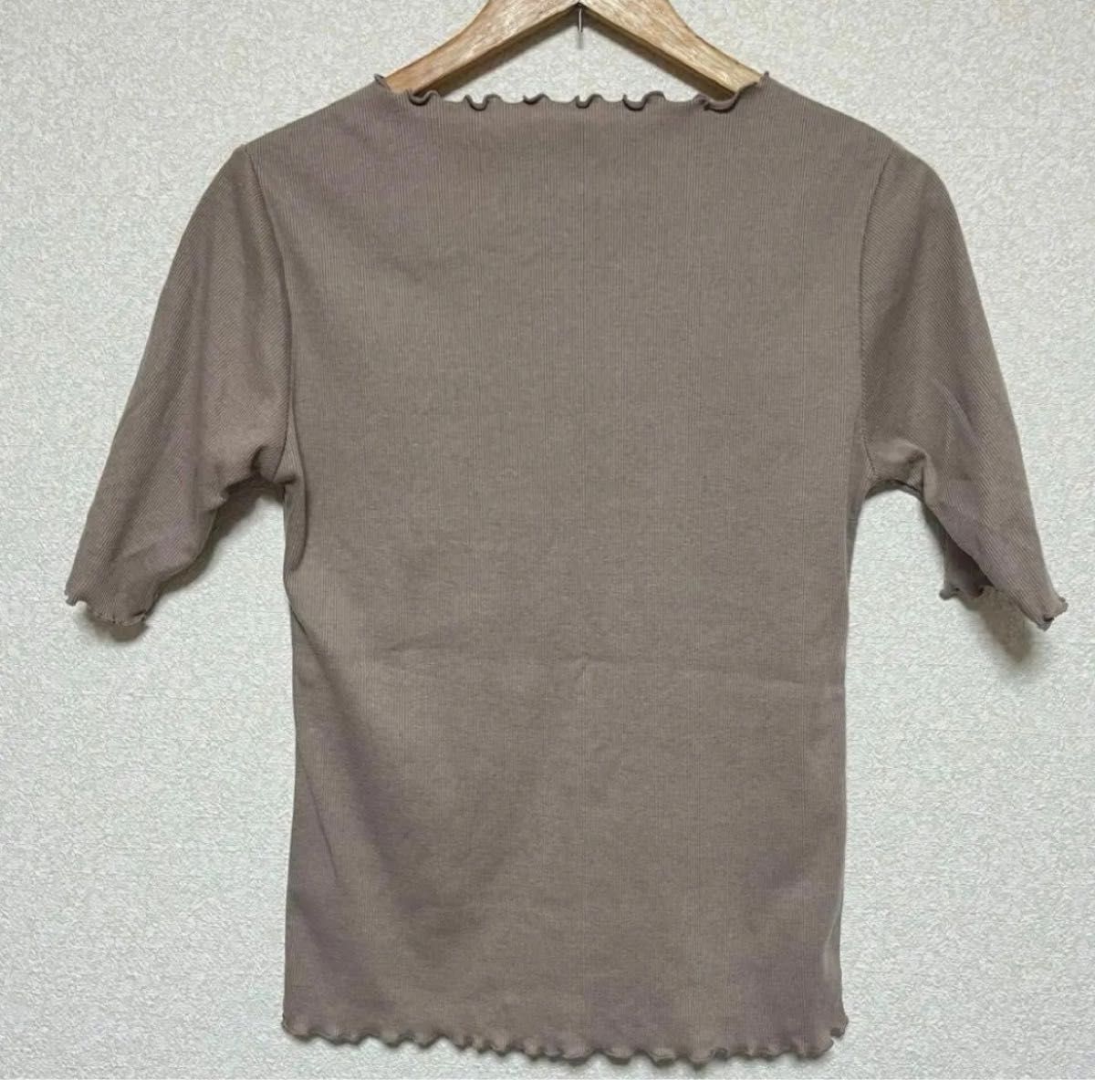 プルオーバー　カットソー　くすみピンク　リブ　半袖　tシャツ