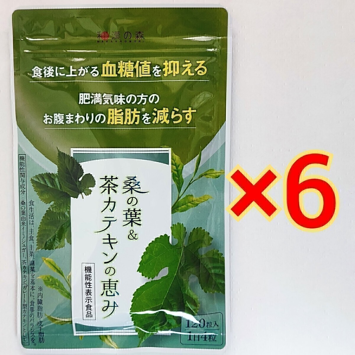 和漢の森　桑の葉＆茶カテキンの恵み　120粒×6袋血糖値　脂肪　ダイエット サプリ サプリメント 漢方セレクト_画像1