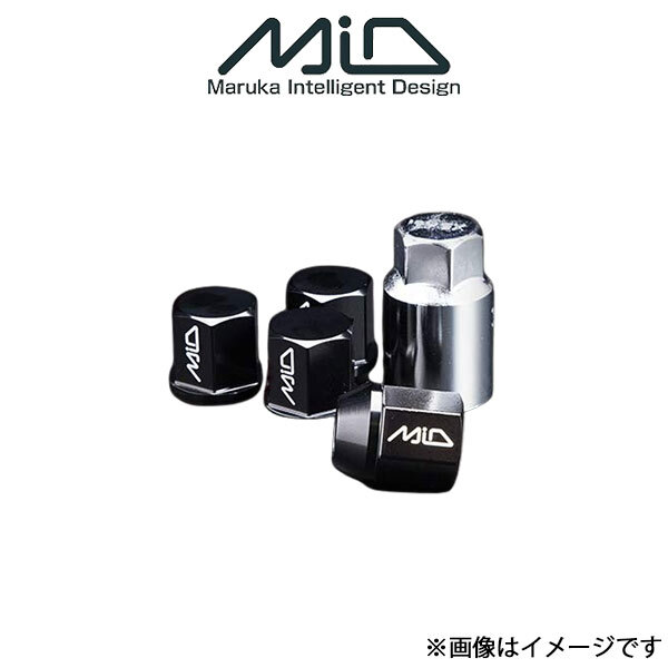 MID ジュラルミンロックナット L35 ブラック M12x1.5 4個 60度テーパー座ナット ホイールナット_画像1