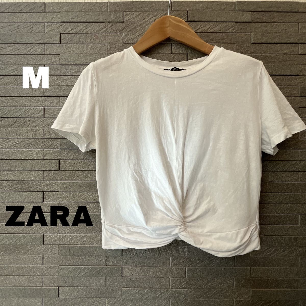 ザラ ZARA ホワイト 半袖 Tシャツ インナー シンプル トップス ショート丈　ミニT チビT  白　 カットソー　ねじり