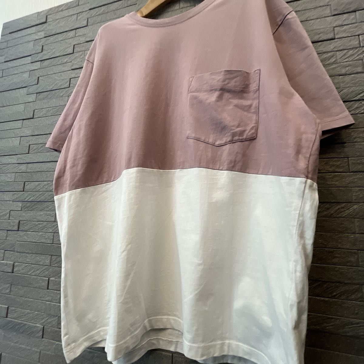 ザラ ZARA 半袖Tシャツ XL バイカラー 半袖トップス ピンク×ホワイト　クルーネック カットソー　スエット　ルームウェア