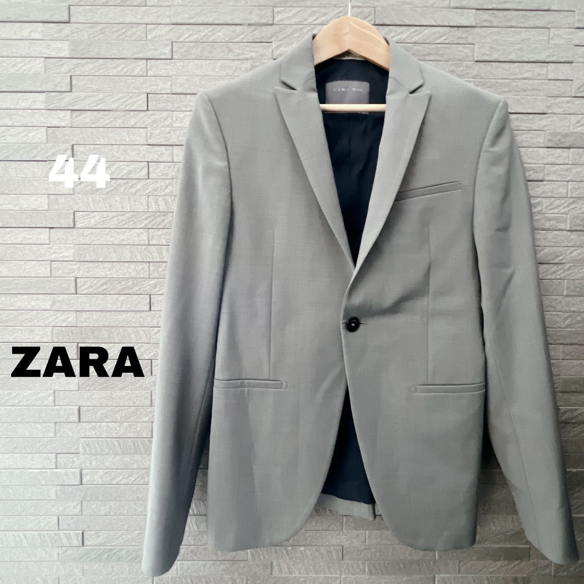 ZARA ザラ メンズ　テーラード ジャケット スーツ グレー 上着 メンズ 礼服　ビジネス　上着　ブレザー　オフィス　カジュアル