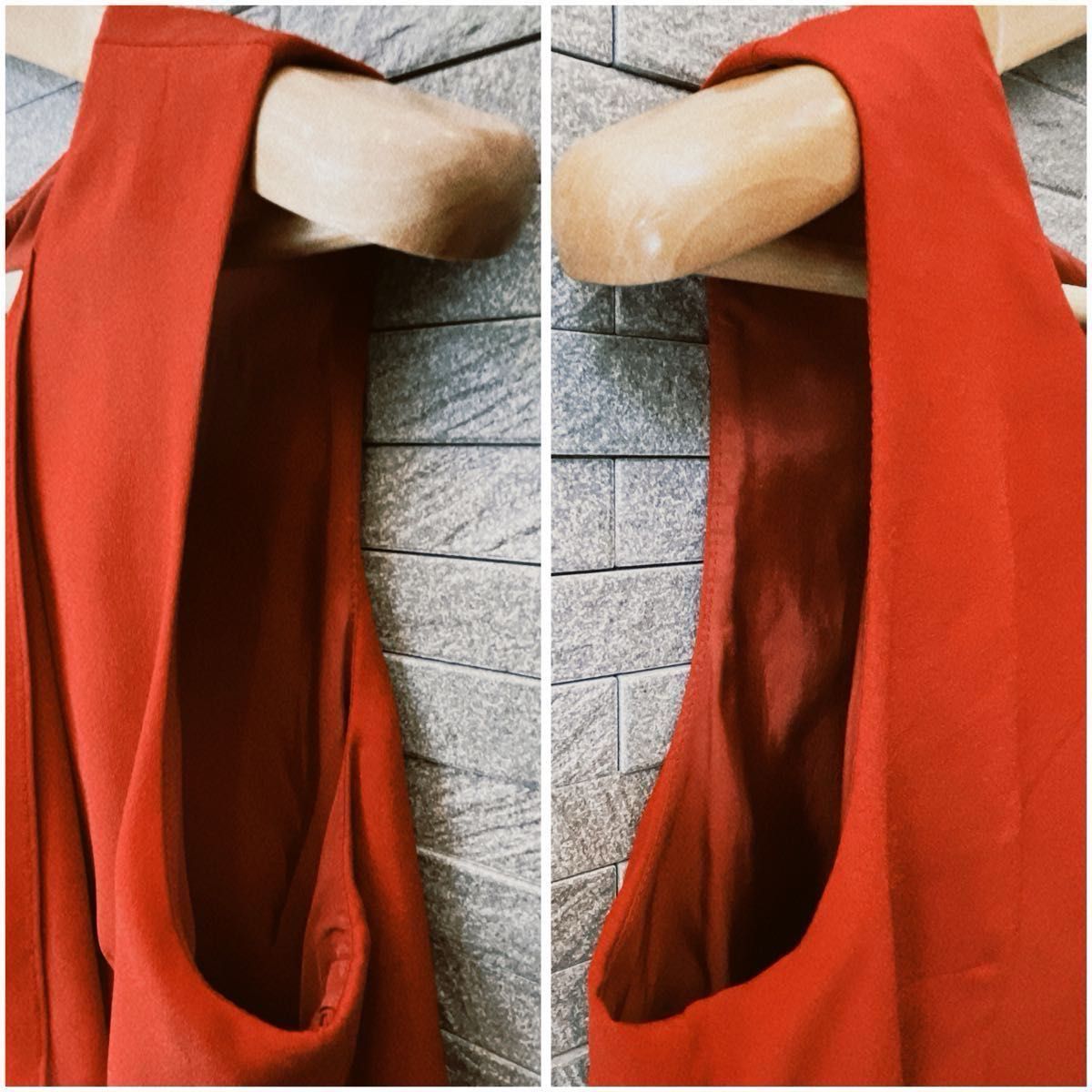 北川景子さん着用　ダイアグラム Diagram ワンピース 赤 ノースリーブ ミニ ドレス フリル　ボルドー　薔薇 膝丈ドレス