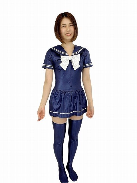 * сделано в Японии оригинал *[wbb-9533 super мокрый юбка линия ввод короткий рукав sailor Leotard темно синий /3L] глянец эластичность fechi костюмированная игра 