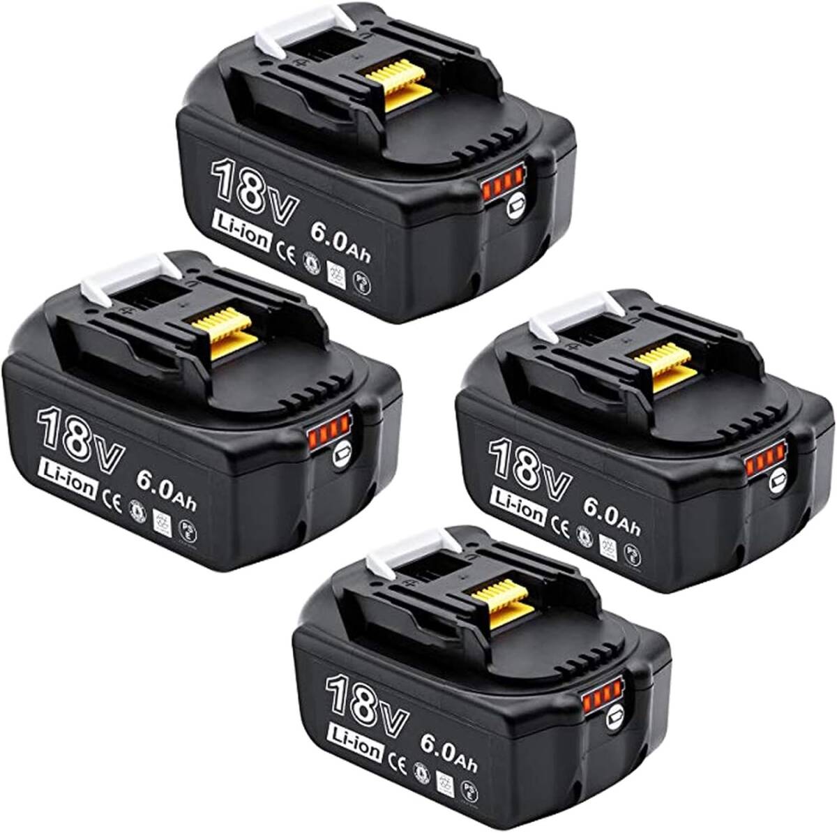 新品◆送料無料◆マキタ 18V 6Ah バッテリー ４個セット BL1860B 互換 makita マキタバッテリー 電池残量表示機能 PSE認証済 2の画像1