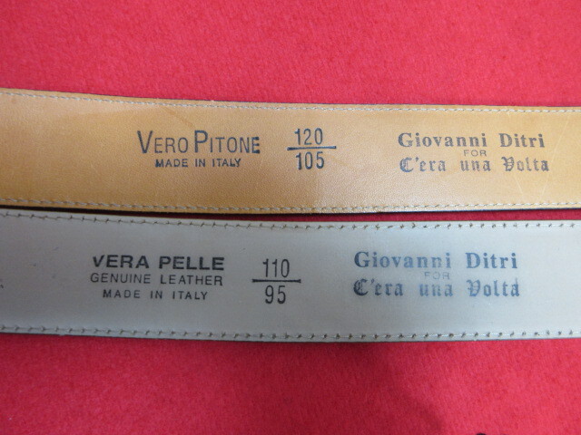 6YY93 ITALY製　Giovanni Ditriジョバンニ・ディトリ 　ベルト２本セット　VERO PITONEパイソン/VERA PELLE_画像3