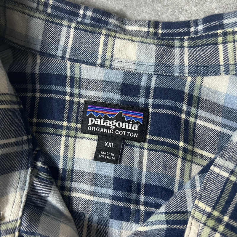 22年製 Patagonia チェック オーガニック コットン 長袖 フランネル シャツ XXL / パタゴニア ネルシャツ フィヨルド ライトウェイト_画像3