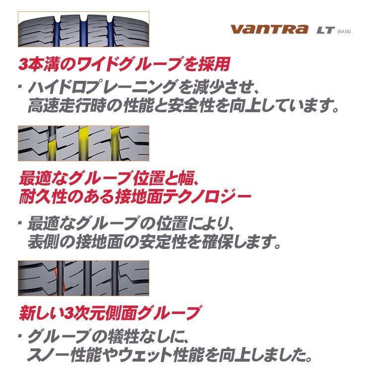 2023年製 HANKOOK Vantra LT RA18 195/80R15 195/80-15 107/105R 8PR 4本セット ハンコック ハイエース等に バンタイヤ 4本SET_画像3