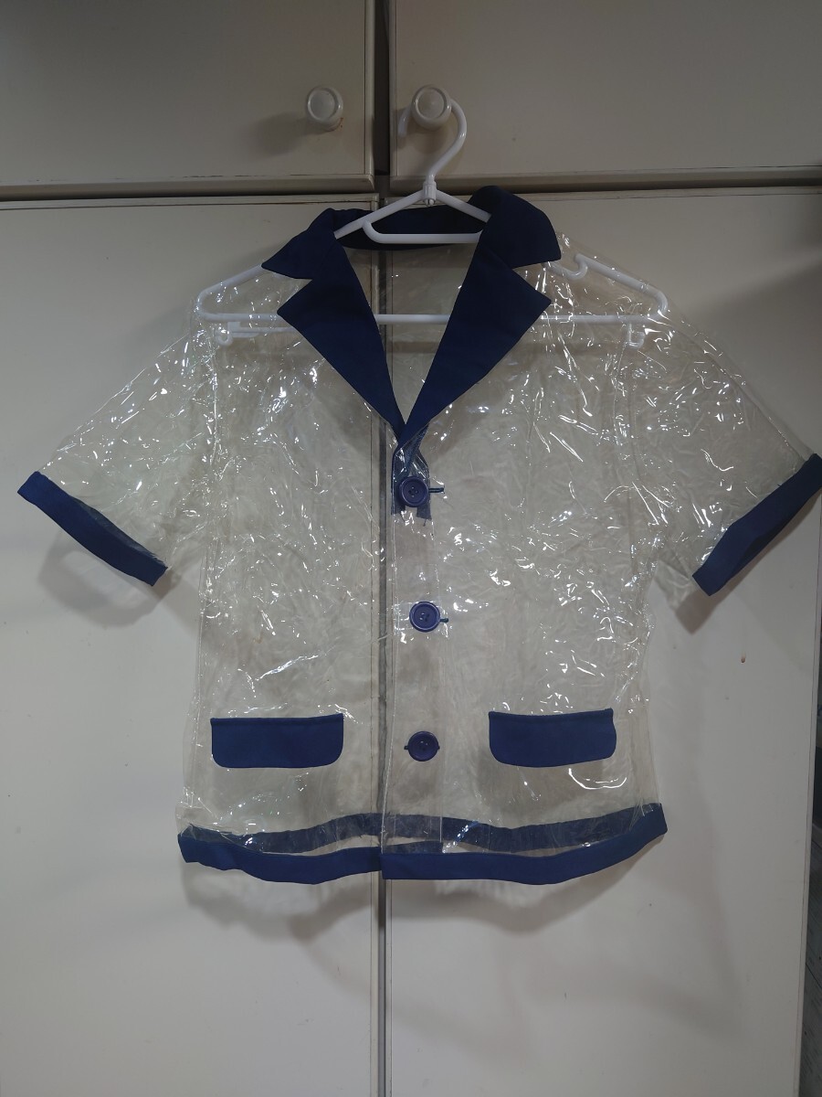 【新品未使用】エグゼ神戸　透明ビニール製バスガイド　紺色　女性Mサイズ_画像1