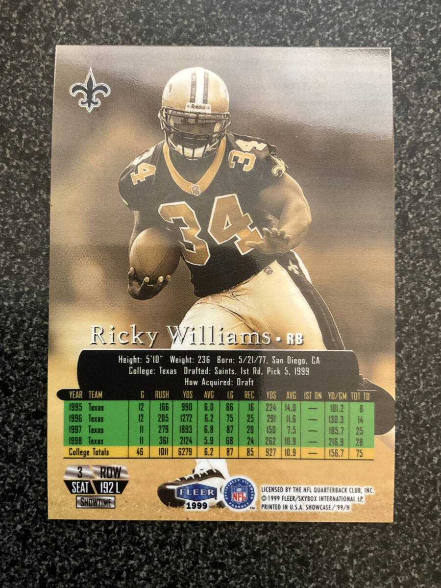 NFL Saints セインツ 1999 Flair Showcase Legacy Collection #192 Ricky Williams/99の画像2