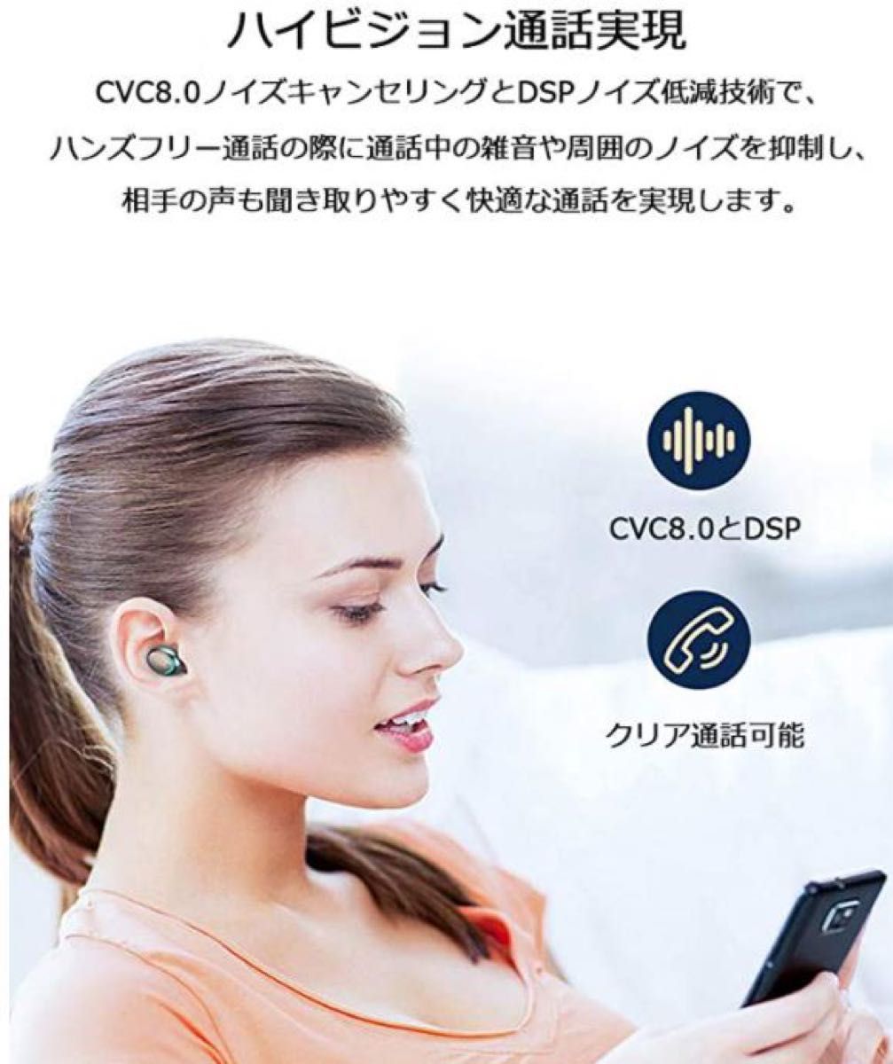 ワイヤレスイヤホン LED Bluetooth 5.3ノイズキャンセリング  iphone android  高音質 イヤフォン