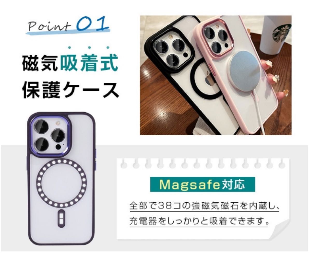 MagSafe対応  iPhone 13用ケース マグネット搭載 ワイヤレス充電 半透明 TPU クリア カバー