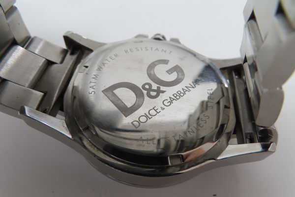 1198/ka/04.23 DOLCE&GABBANA ドルチェ&ガッバーナ 白文字盤 シルバー系 QZ クオーツ メンズ腕時計　動作未確認_画像7