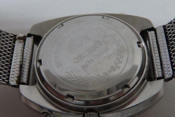 1252/dt/04.18 ORIENT オリエント H429-20560 23石 23JEWELS 自動巻 SS グリーン文字盤 カットガラス メンズ腕時計の画像6