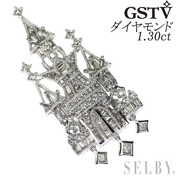 GSTV K18WG ダイヤモンド ペンダントトップ 1.30ct 城 新入荷 出品1週目 SELBY_画像1