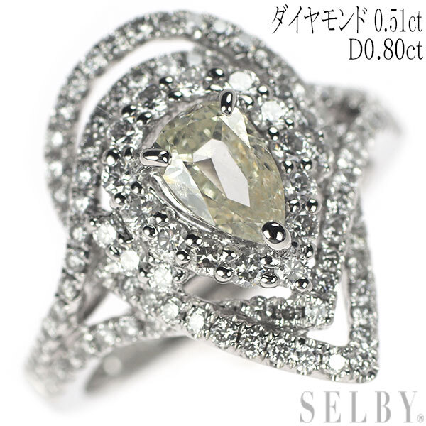 Pt900 ペアシェイプ ダイヤモンド リング 0.51ct D0.80ct 出品3週目 SELBY_画像1