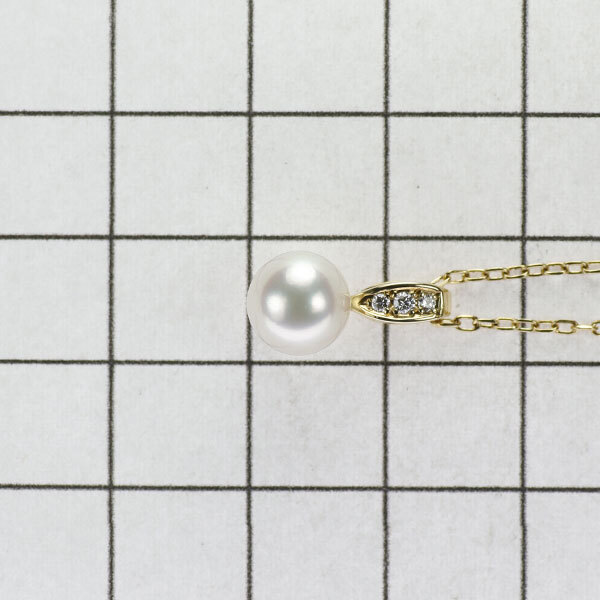 ミキモト K18YG アコヤ 真珠 ダイヤモンド ペンダントネックレス 径約7.4mm 最終 出品6週目 SELBY_画像3