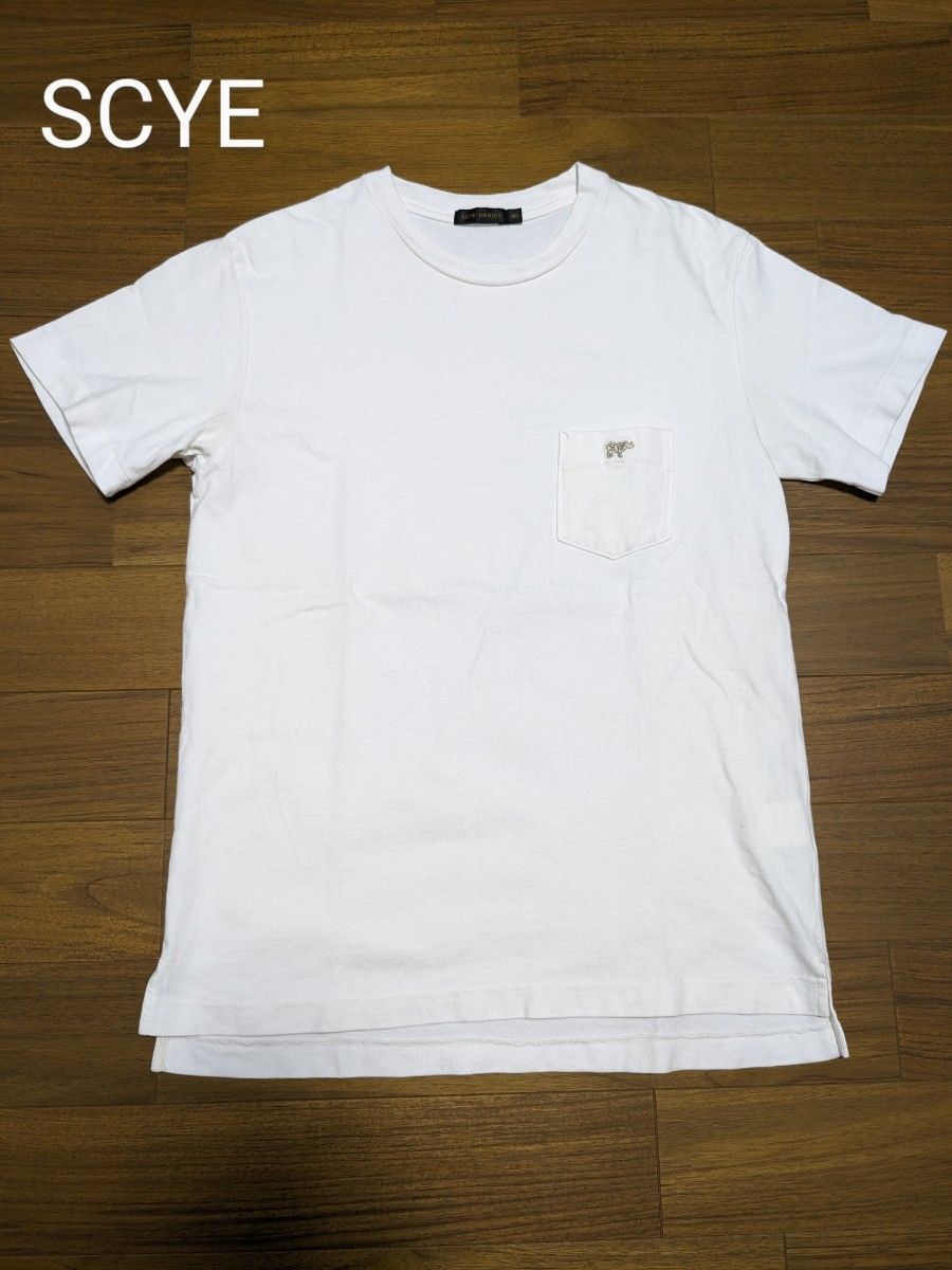 SCYE 胸ポケット半袖Tシャツ白40/サイロゴオフホワイトカットソースリット