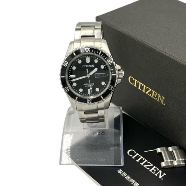 仙18【稼働品】CITIZEN DIVER W.R20 bar メンズ 腕時計 ブラック文字盤 シチズン ダイバー デイデイト 自動巻き_画像1