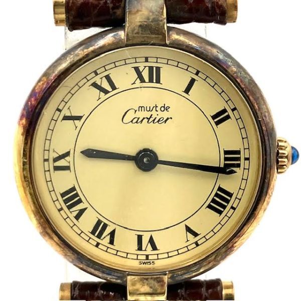 仙35 Cartier マストヴァンドーム ヴェルメイユ ローマンダイヤル SV925 レディース 腕時計 クォーツ カルティエの画像1
