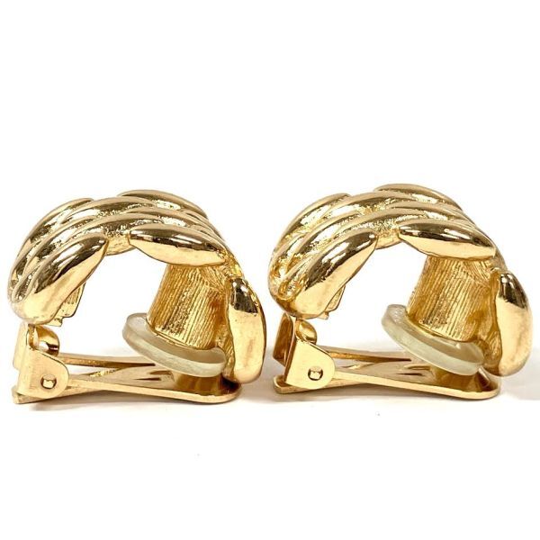 仙16 Christian Dior イヤリング 両耳 ゴールドカラー クリップ式 クリスチャンディオール 金色 ヴィンテージ レトロ レディースの画像4