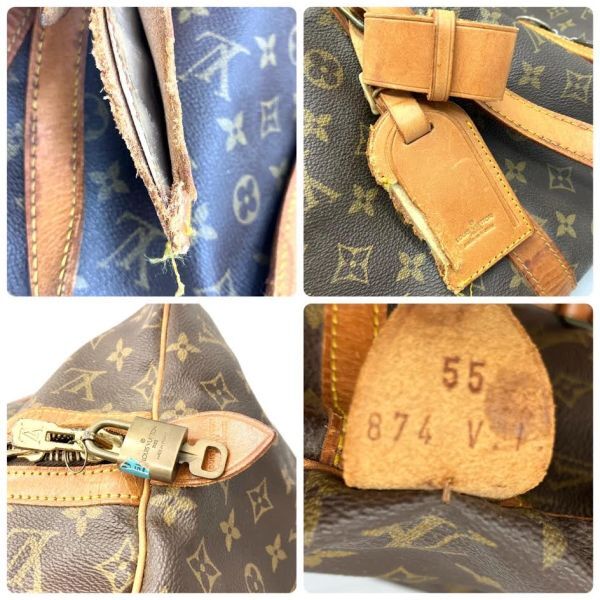 仙31 Louis Vuitton M41622 モノグラム サックスープル55 ボストンバッグ トラベルバッグ ブラウン系 カデナ付き ルイヴィトン LV 旅行 鞄の画像9