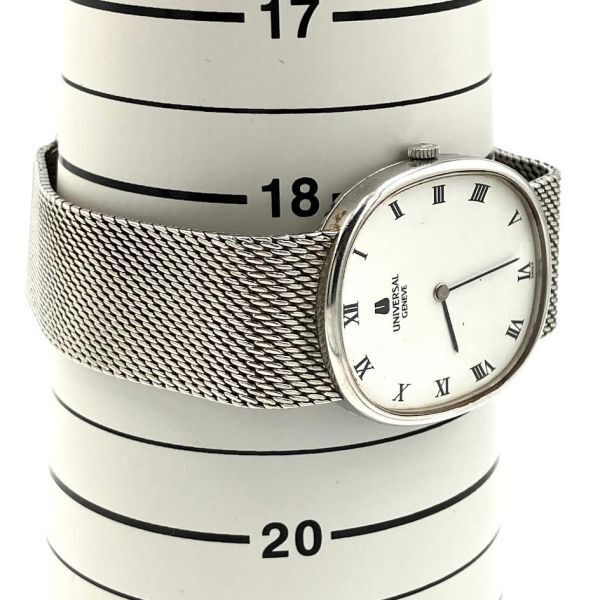 仙12【稼働】UNIVERSAL GENEVE 腕時計 手巻き アナログ 2針 ローマン ユニバーサルジュネーブ メンズ ホワイト文字盤 オーバルの画像10