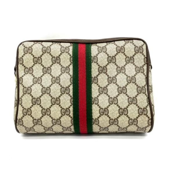 仙105 GUCCI 3553 ポーチ ミニバッグ GG柄 シェリーライン グッチ クラッチ セカンドバッグ ブラウン系 ベージュ系 オールドグッチ_画像1