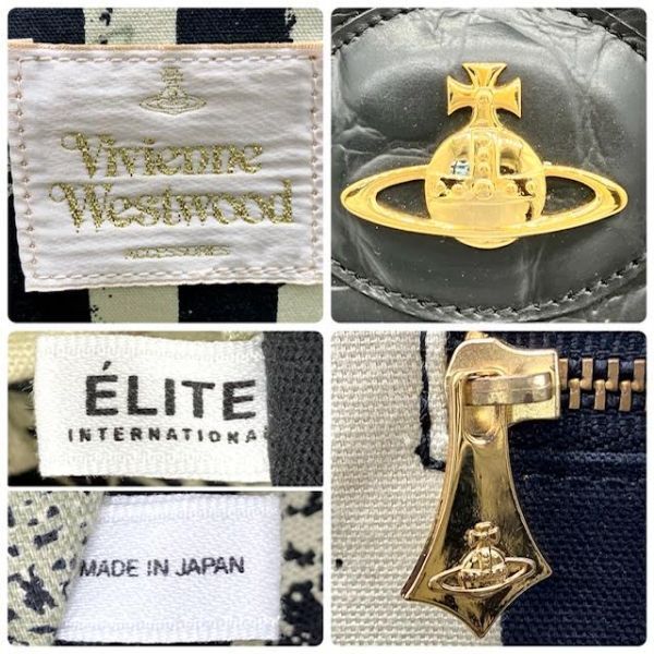 仙58 VivienneWestwood ハンドバッグ がま口 レザー ブラックカラー ゴールド金具 ヴィヴィアンウエストウッド 手持ち鞄_画像7