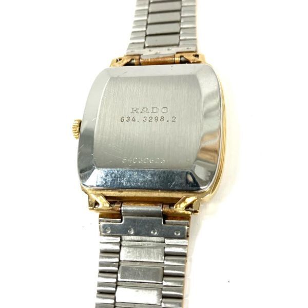 仙16【稼働】RADO 634.3298.2 自動巻き デイト 腕時計 ゴールド文字盤 2針 スクエア アナログ ラドー メンズ AUTOMATIC_画像4