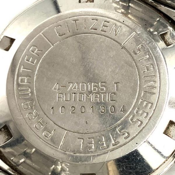 仙21【稼働】CITIZEN 4-740165 T メンズ 腕時計 21石 自動巻き デイト ラウンド シルバー文字盤 3針 シチズン オートマティック_画像8