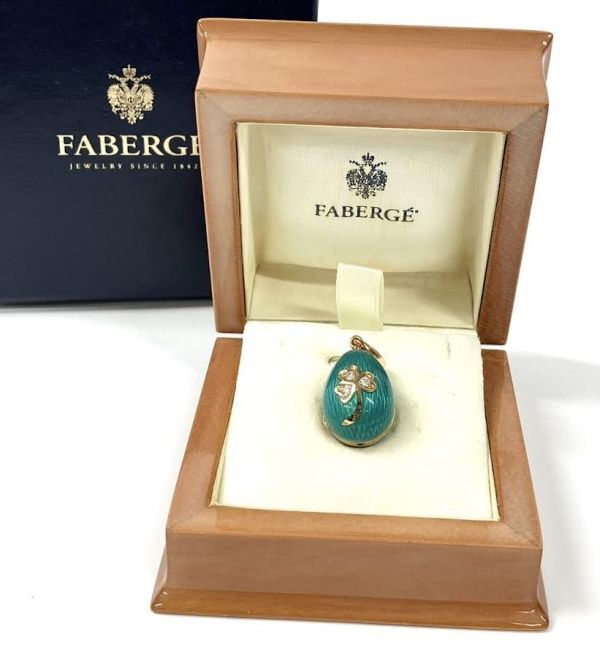 .104 Faberge e-s ta-egK18 diamond 0.09ct полная масса 13.2g clover лилия подвеска с цепью очарование 750fa bell je