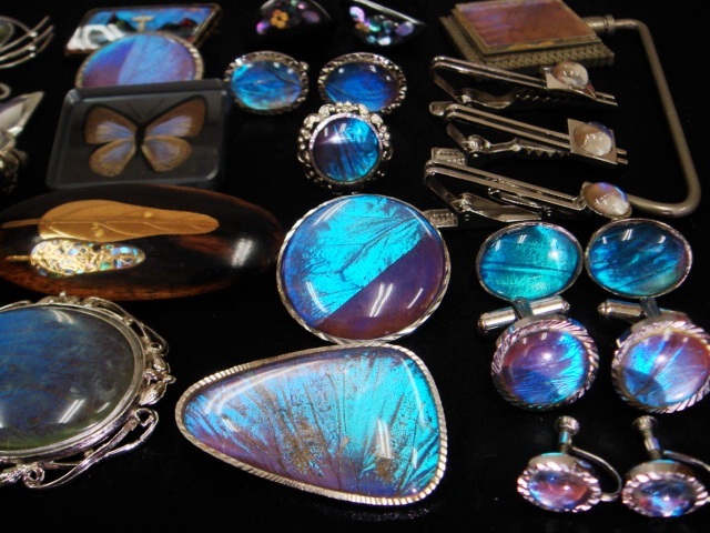  gorgeous * large amount!! illusion ... brilliancy!! rare!!morufo butterfly * mother-of-pearl series accessory 26 point set * autograph * necklace * brooch * ring * top * earrings etc. 