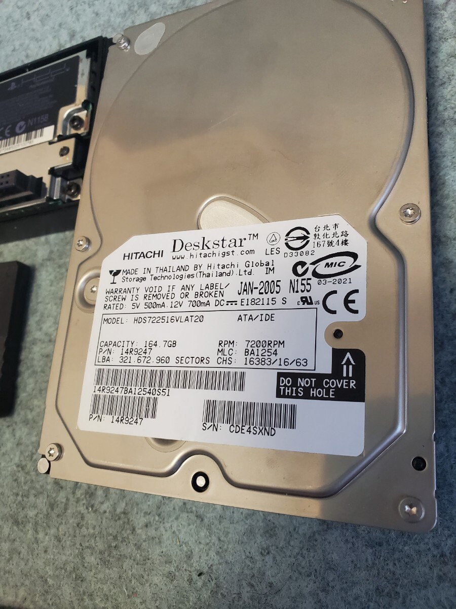 HITACHI ハードディスク 7200rpm HDD 160gb PS2ソフト入ってます。動作未確認の画像2