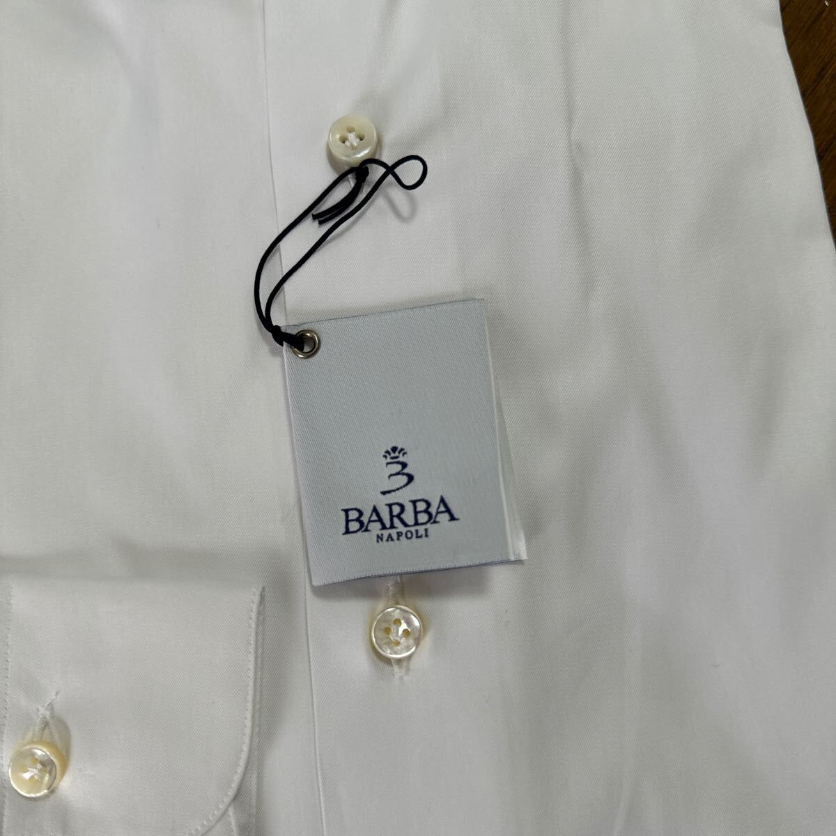 BARBA 長袖 ハンドメイド シャツ ホワイト 36 イニシャル T.O.の画像3