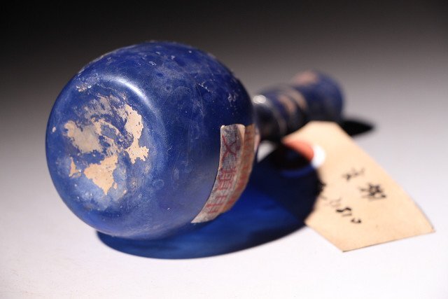 博物館展示品　来歴有　518　漢時代　瑠璃瓶　高さ約11.5cm　(検)小瓶 唐物 中国美術 古美術 古玩_画像8