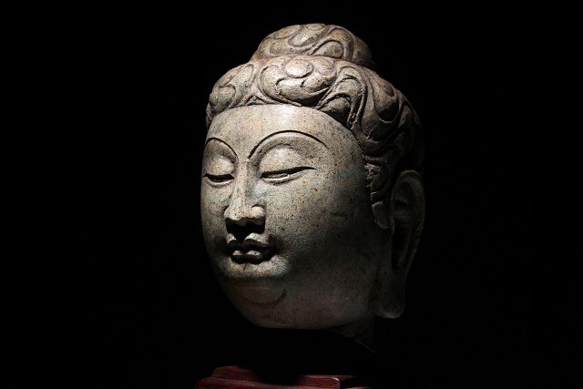 実業家コレクト放出 178 唐時代 如来仏頭 石仏 高さ約25.5cm （検）如来首 石彫刻 仏教美術 中国美術 唐物の画像5