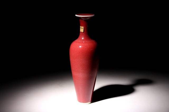 実業家コレクト放出　529　霽紅釉花瓶　高さ約17.2cm　（検）赤釉 花入 花器 瓶 唐物 中国美術 古玩 古道具_画像2