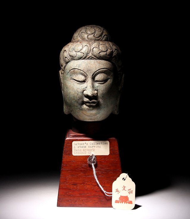実業家コレクト放出 178 唐時代 如来仏頭 石仏 高さ約25.5cm （検）如来首 石彫刻 仏教美術 中国美術 唐物の画像10