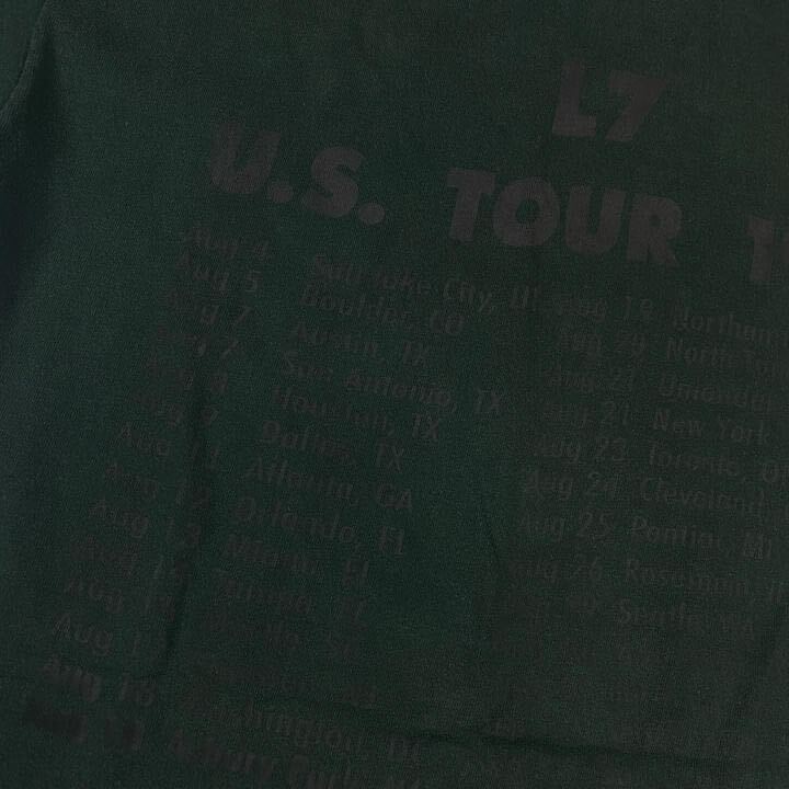 当時もの 1995 L7 U.S. Tour Fruit of the Loom製 サイズL 80s 90s ヴィンテージ Tシャツ 英国 ロック オルタナティブ_画像5