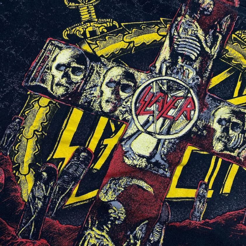当時もの 1991 Slayer AOP 総柄 マルチプリント BROCKUM製 サイズXL 80s 90s ヴィンテージ Tシャツ ロック オルタナティブ_画像6