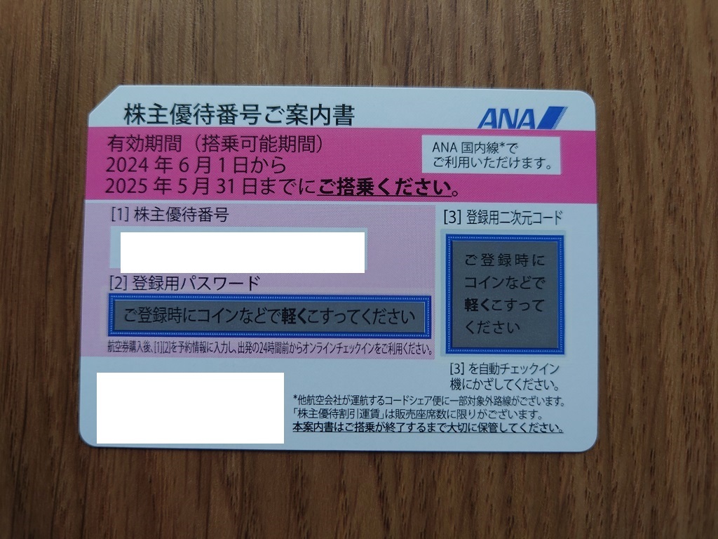 ANA 全日空 株主優待券 1枚 2025年5月31日 番号通知のみ その3_画像1