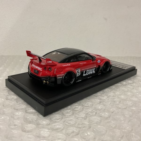 1円〜 メイクアップ アイドロン 1/43 Liberty Walk LB-silhouette Works GT 35GT-RR レッド/ブラックの画像3