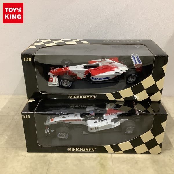 1円〜 ミニチャンプス 1/18 パナソニック トヨタ レーシング F1 Launch Version 2003、B・A・R ホンダ Showcar 2005 T.Sato_画像1