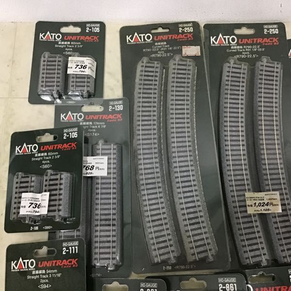 1円〜 訳あり KATO Nゲージ 2-860 電動ポイント6番 左 492mm、2−250 曲線線路 R790-22.5度 他_画像2