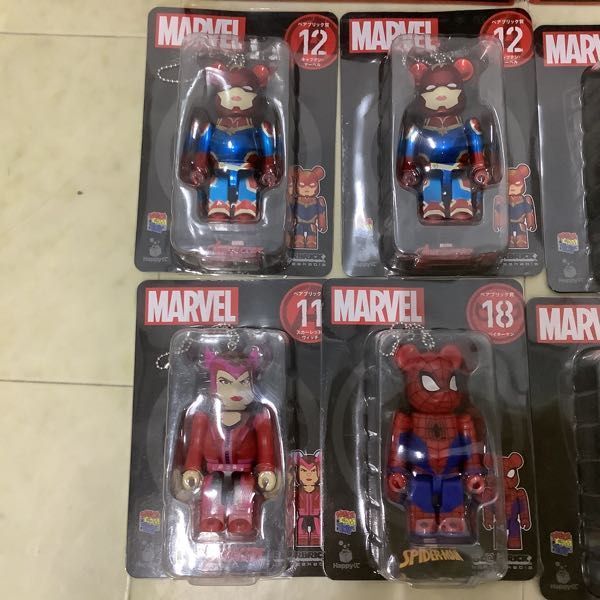 1円〜 未開封 Happyくじ MARVEL BE@RBRICK ベアブリック賞 18 スパイダーマン 14 グルート ペアボックス賞 21 アイアンマン&サノス 他_画像3